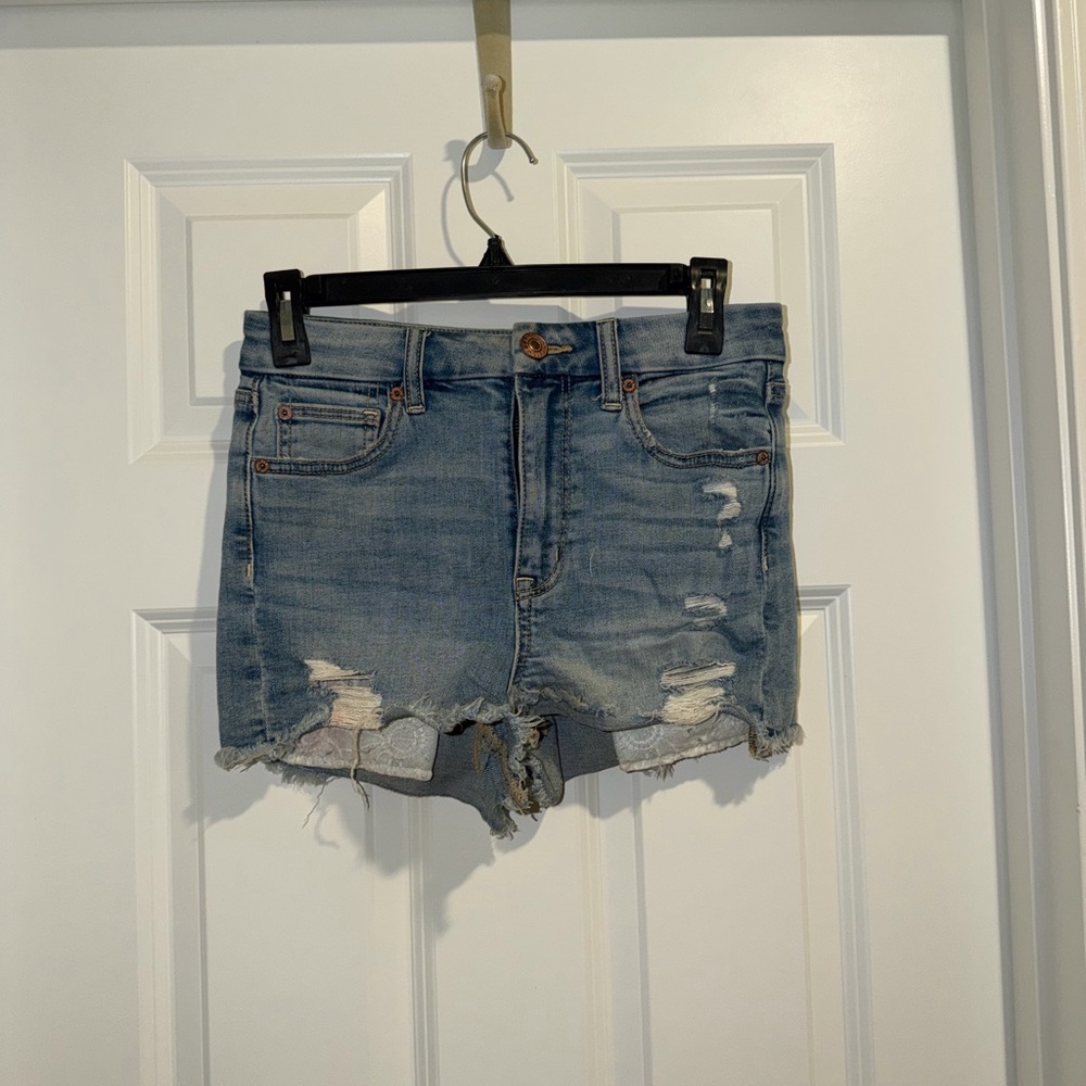 American Eagle Outfitters Blue Distressed Jean Shorts